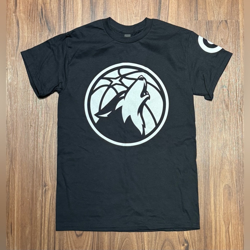 New Minnesota MN Timberwolves Black Graphic Print T-Shirt
